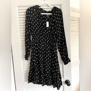 NWT Gap Maternity Tie Neck Raglan Dress Polka Dot M